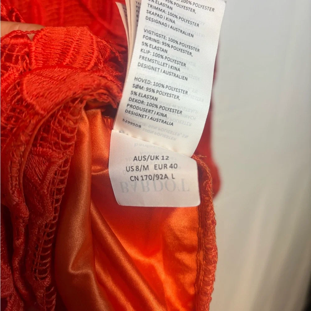 Bardot Vibrant Orange Lace Midi Dress - Picture 5 of 6
